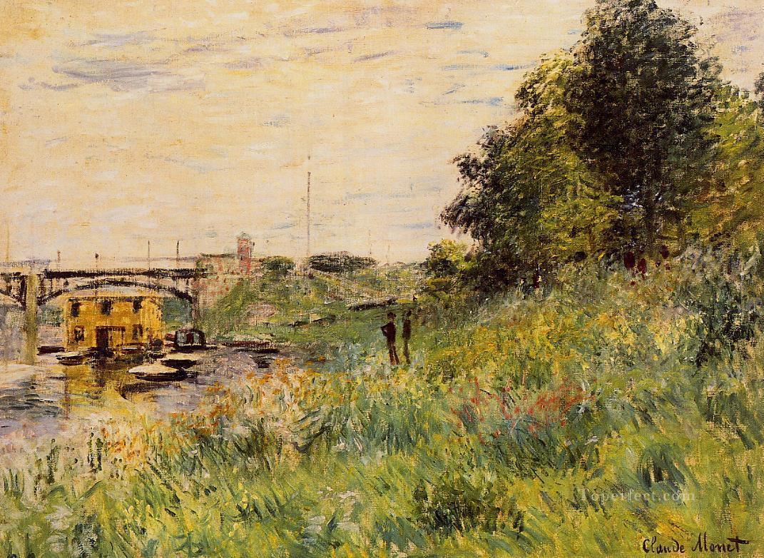 The Banks of the Seine at the Argenteuil Bridge Claude Monet Oil Paintings